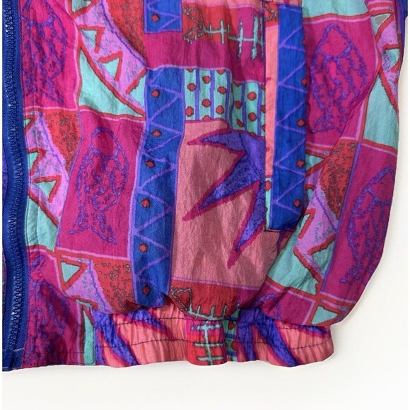 Vintage Aviat Sportif Windbreaker Jacket XL 80s 90s Bright Abstract France - Picture 4 of 5